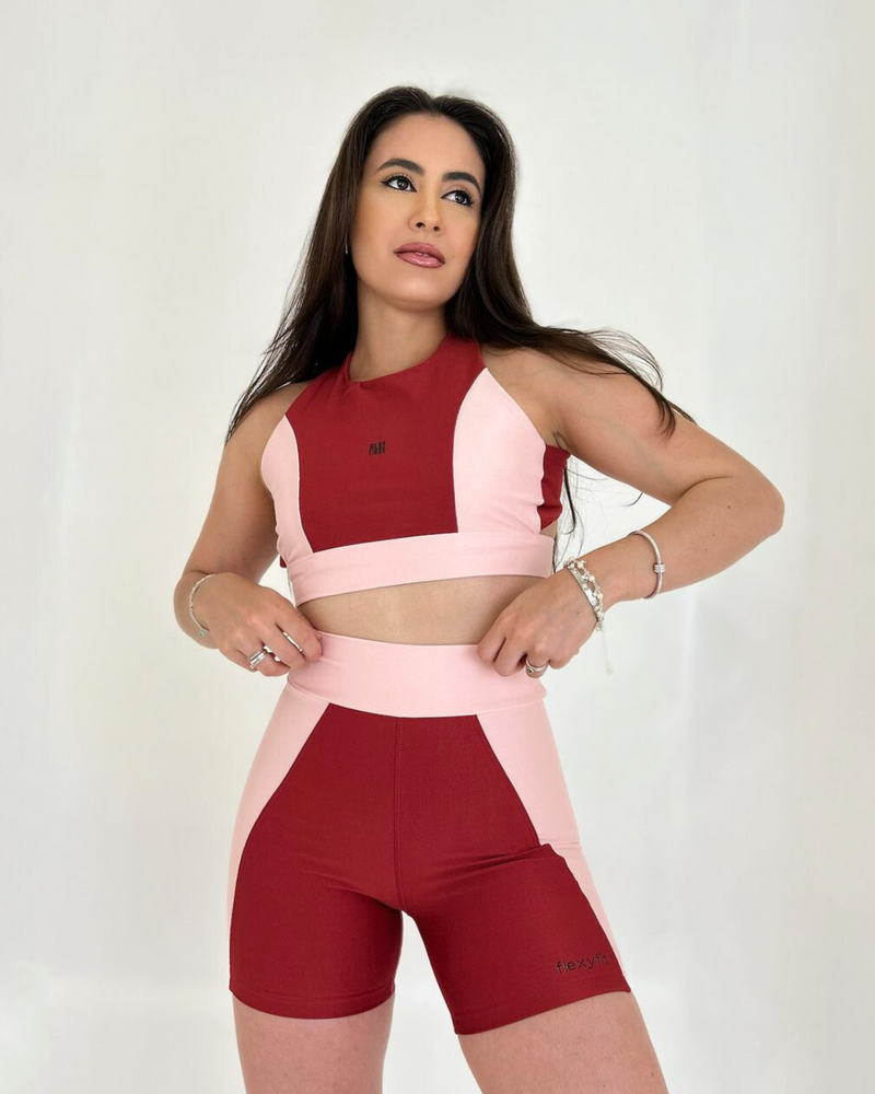 Conjunto Short Gabi Rosa Chá com Licor
